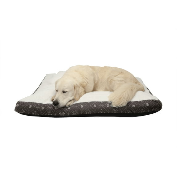FurHaven | Deluxe Sherpa & Paw Decor Pillow Pet Bed for Dogs & Cats, Dark Espresso, Extra Large