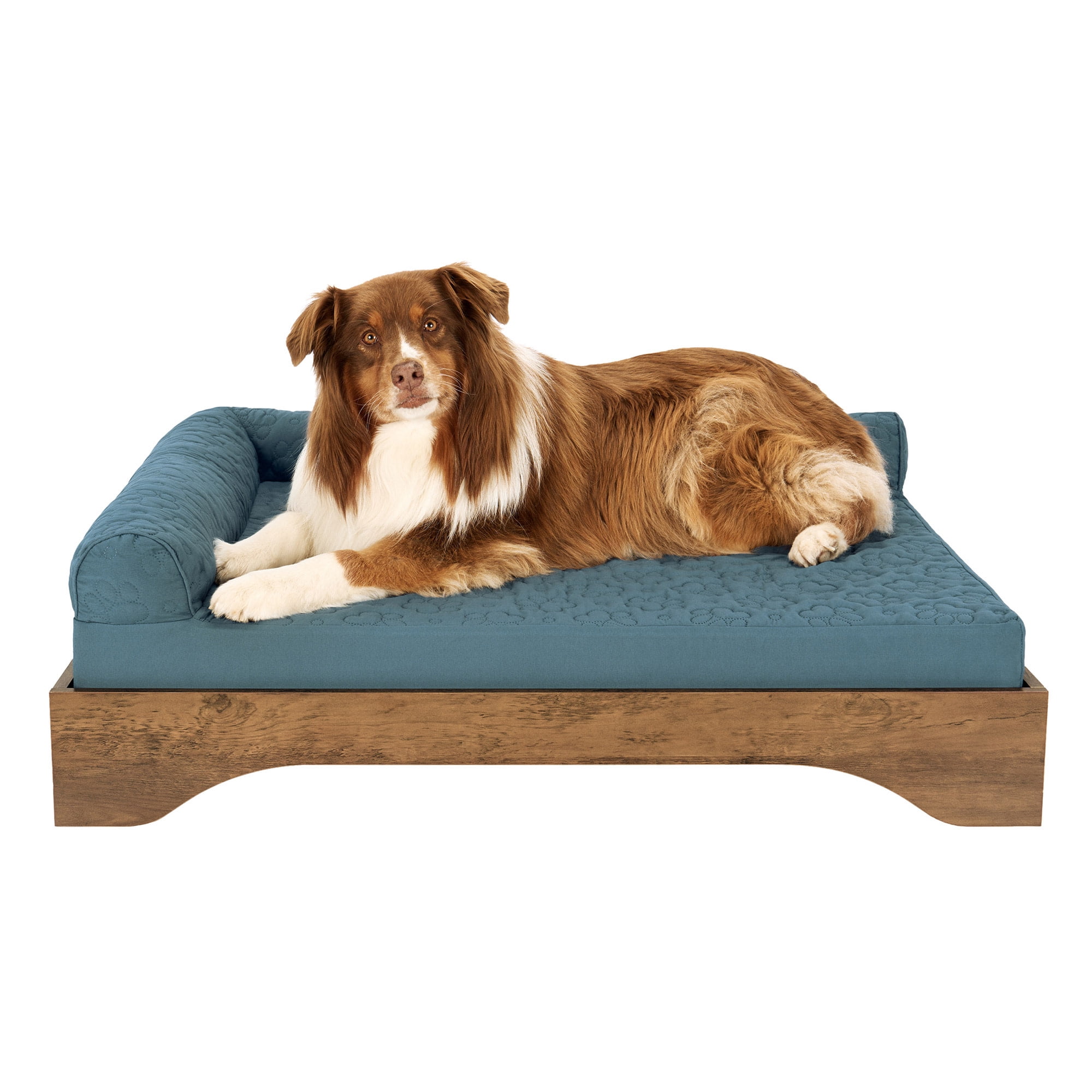 FurHaven Elevated Dog Bed for Large Dogs, Mid-Century Modern Style with Flexible Slats & Non-Slip Pads for Comfort & Airflow, Easy Assembly, Raised Pet Bed, Jumbo, Dark Brown