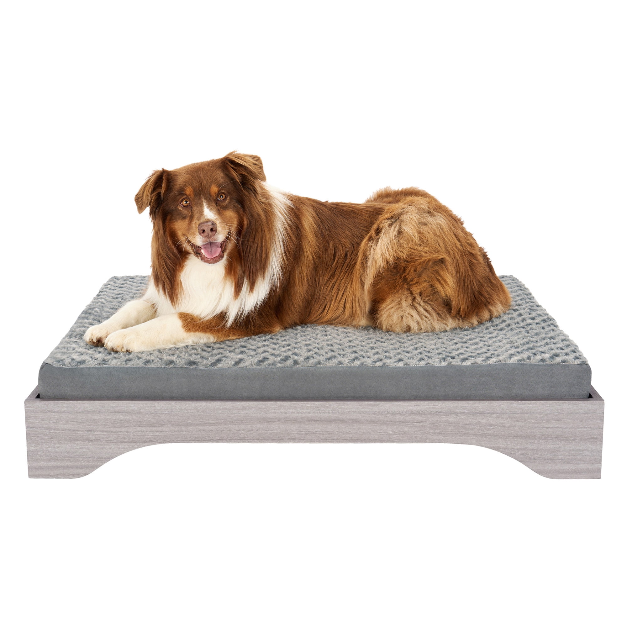 FurHaven Elevated Dog Bed for Large Dogs, Mid-Century Modern Style with Flexible Slats & Non-Slip Pads for comfort & Airflow, Easy Assembly, Raised Pet Bed, Jumbo, Light Gray