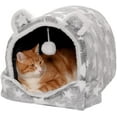 thumbnail image 1 of FurHaven Fleece Snuggle Hideout Pet Bed for Small Dogs and Cats - Silver Stars, 1 of 9