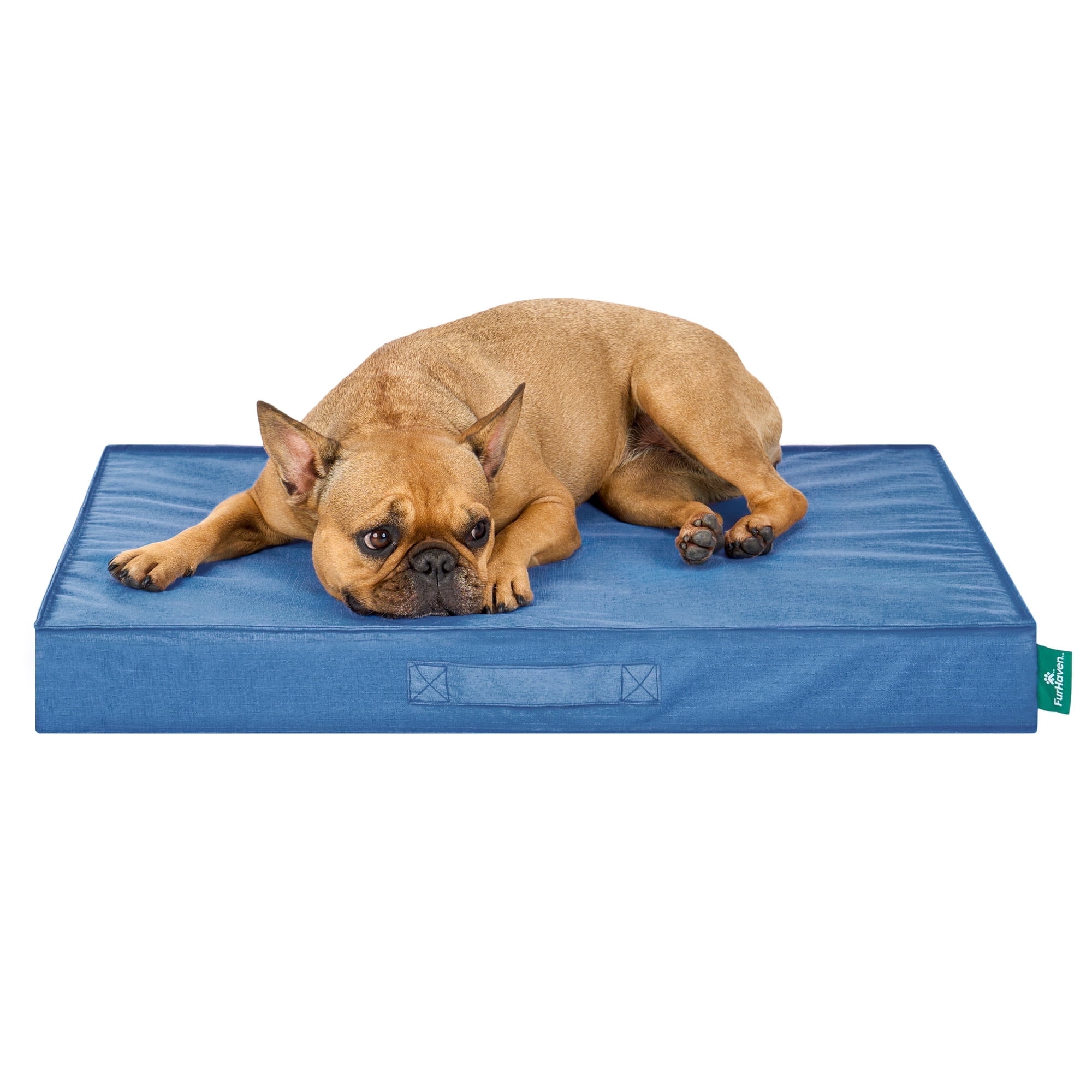 FurHaven Grid Indoor-Outdoor Cooling Memory Foam Deluxe Mattress for Dogs and Cats - Capri Blue, Medium