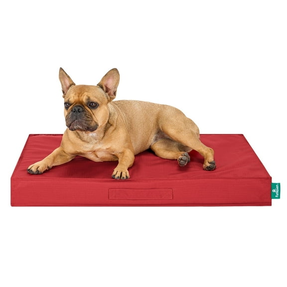 FurHaven Grid Indoor-Outdoor Cooling Memory Foam Deluxe Mattress for Dogs and Cats - Red, Medium