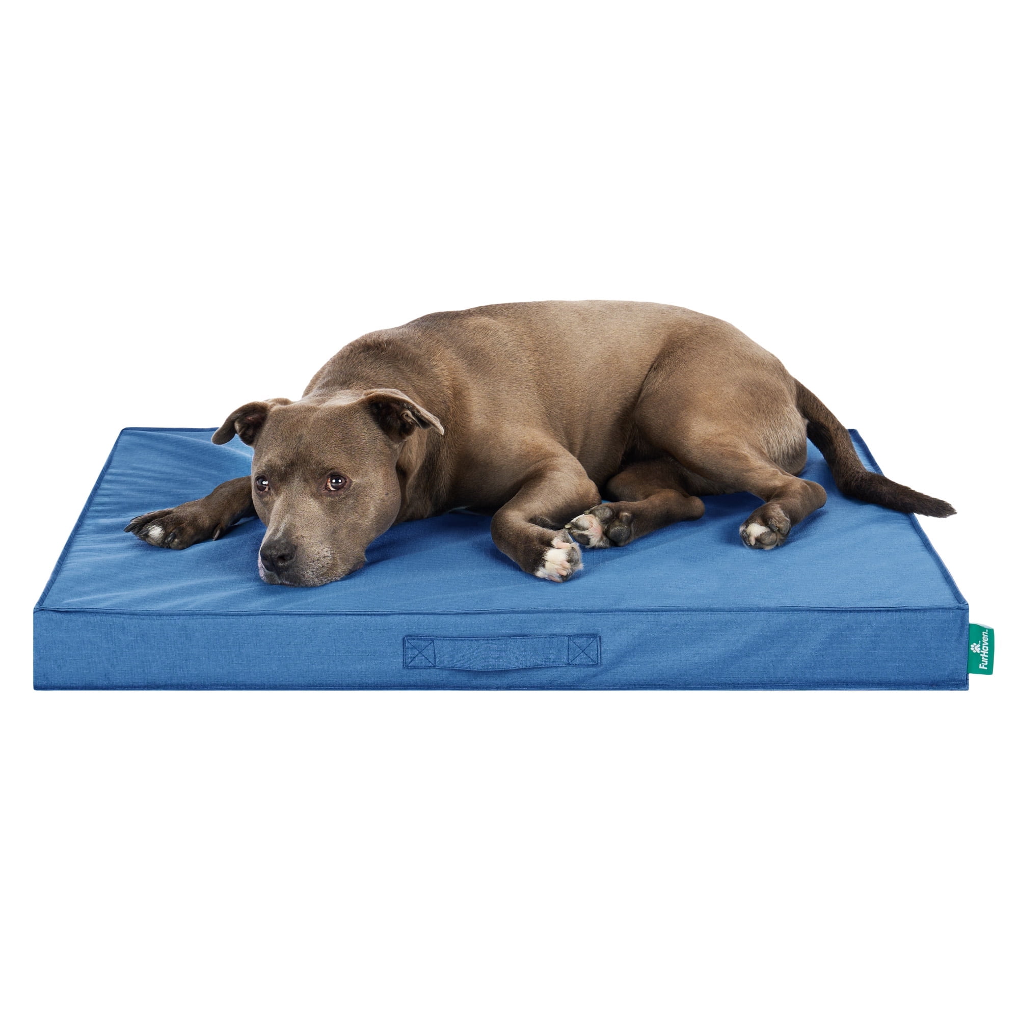 FurHaven Gridded Ripstop All-Weather Deluxe Orthopedic Mattress Pet Bed, Capri Blue, Large