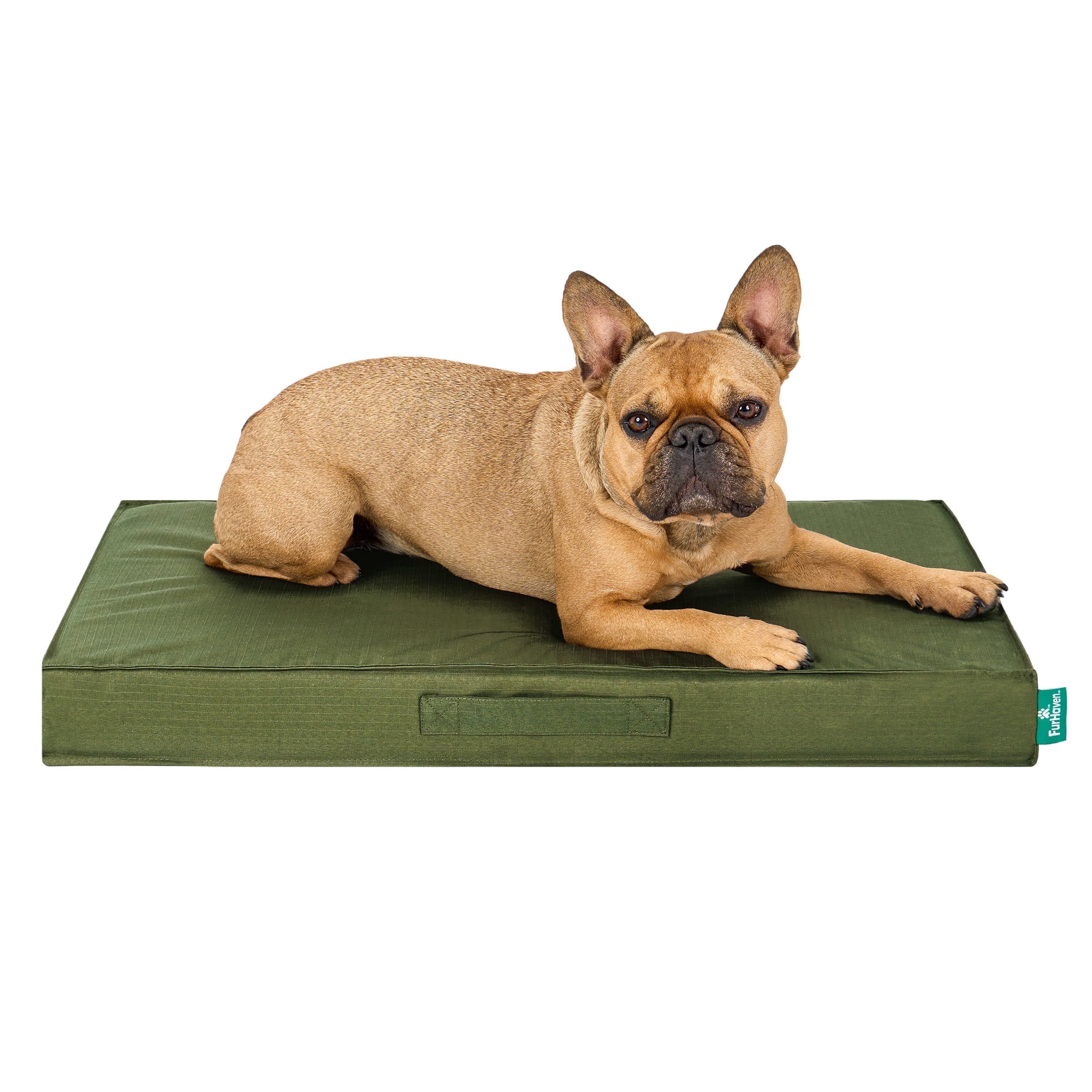 FurHaven Gridded Ripstop All-Weather Deluxe Orthopedic Mattress Pet Bed, Olivine, Medium