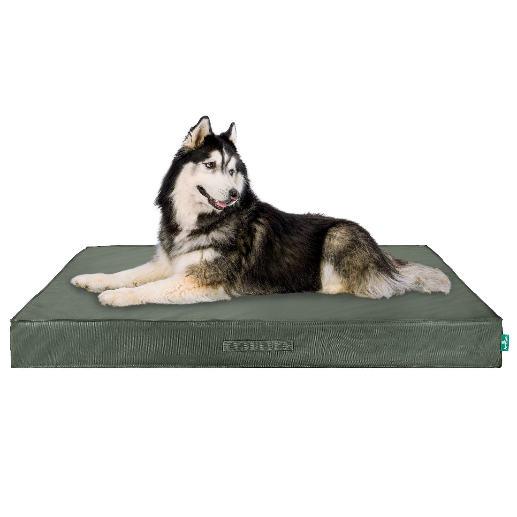FurHaven Jumbo Plus Cooling Gel Dog Bed – Indoor/Outdoor Water-Resistant Orthopedic Mattress Pet Bed, Removable Washable Cover, Dark Olive