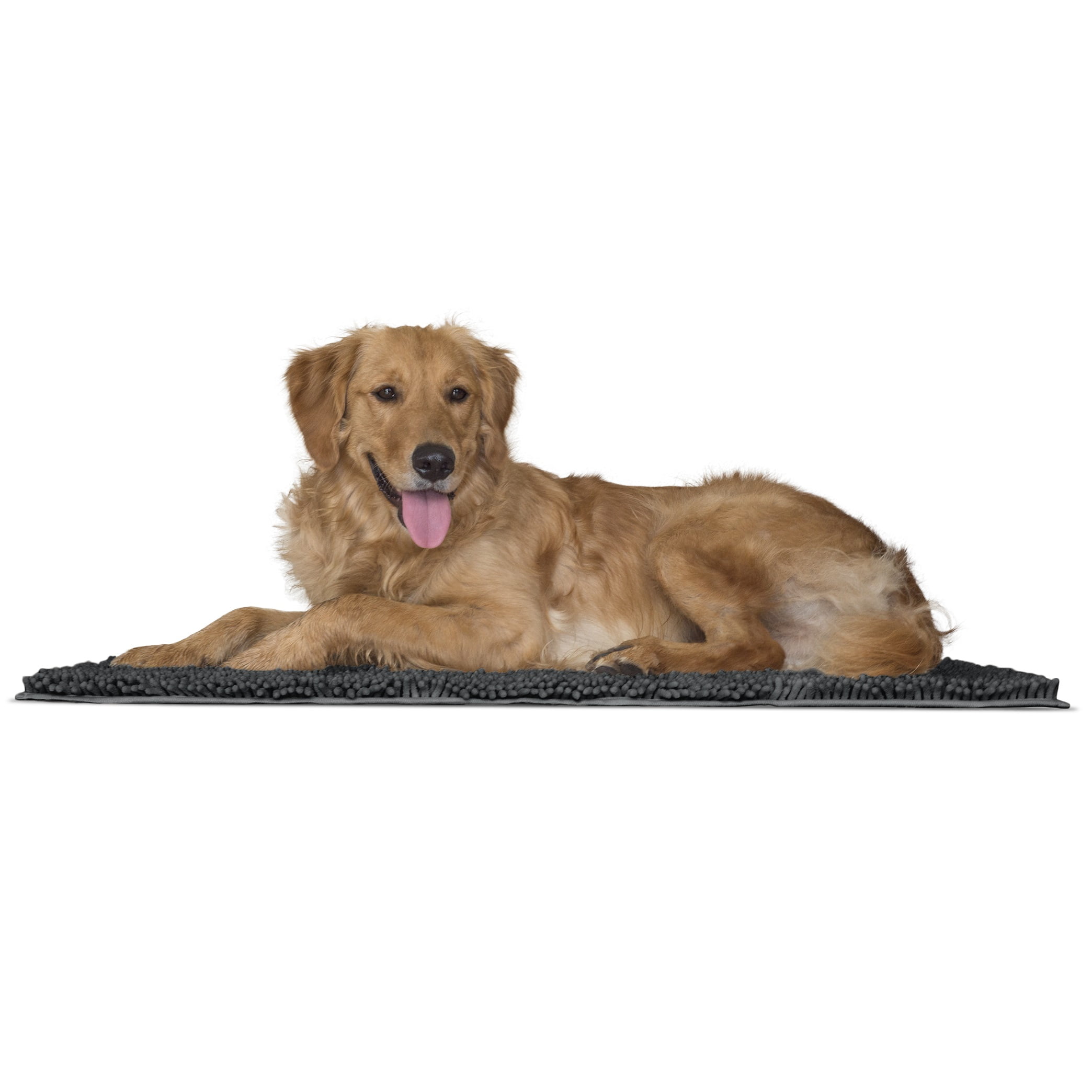 FurHaven Ultra Absorbent Dog Door Mat, Muddy Paws Chenille Rug with Machine Washable & Non Slip Backing for Cleaner Floors & Pet Safety, Large, Charcoal Gray, 1 Count