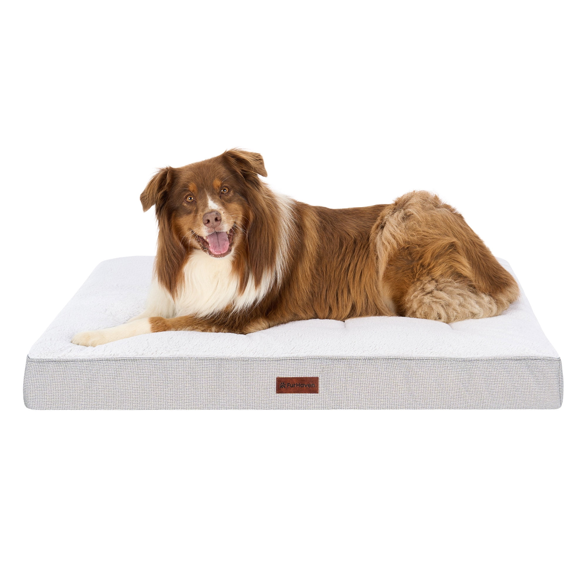 FurHaven None Orthopedic Dog Bed – Plush & Decorator Check Tuft-Top Classic Cushion Pet Bed, Removable Washable Cover,