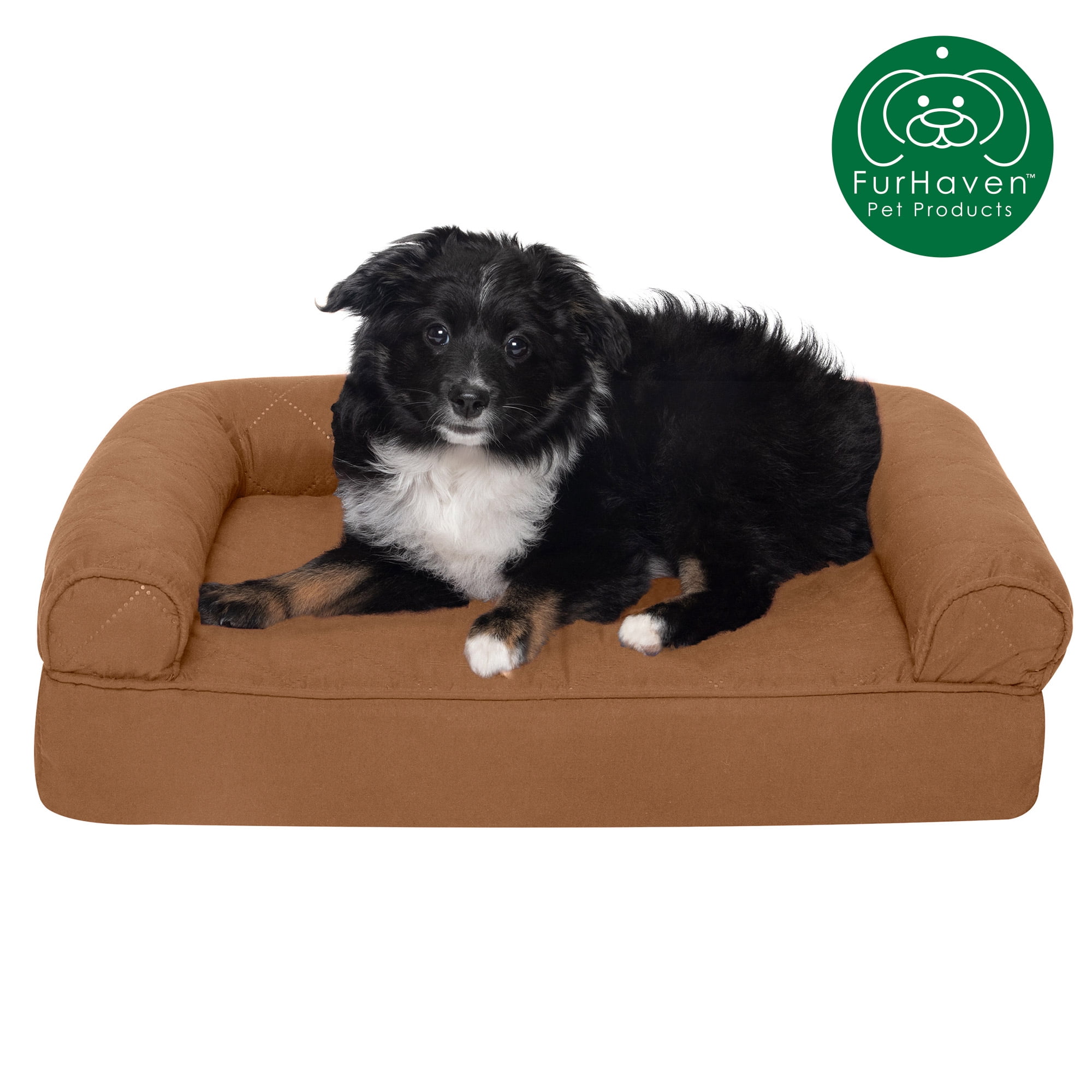 FurHaven Orthopedic Quilted Sofa Pet Bed for Dogs & Cats, Toasted