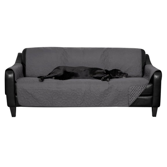 FurHaven Pawprint Non-Skid Sofa and Chair Furniture Protector for Dogs and Cats - Loveseat, Gray