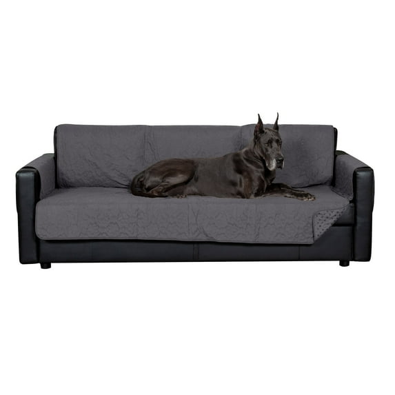 FurHaven Pawprint Non-Skid Sofa and Chair Furniture Protector for Dogs and Cats - XLarge Sofa, Gray