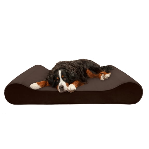 FurHaven Pet Dog Bed | Cooling Gel Memory Foam Orthopedic Microvelvet Luxe Lounger Pet Bed for Dogs & Cats, Espresso, Giant