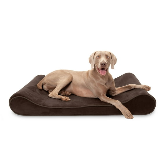 FurHaven Pet Dog Bed | Cooling Gel Memory Foam Orthopedic Microvelvet Luxe Lounger Pet Bed for Dogs & Cats, Espresso, Jumbo Plus