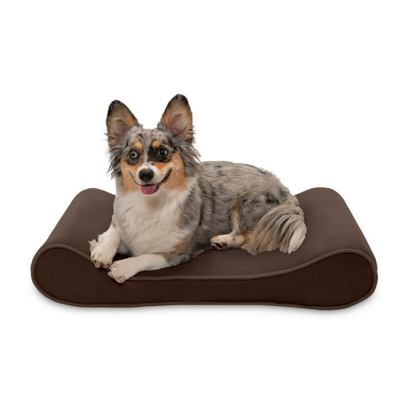 FurHaven Pet Dog Bed | Cooling Gel Memory Foam Orthopedic Microvelvet Luxe Lounger Pet Bed for Dogs & Cats, Espresso, Medium