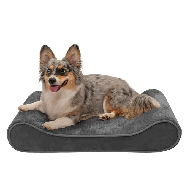 FurHaven Pet Dog Bed Cooling Gel Memory Foam Orthopedic Minky Plush & Velvet Luxe Lounger Pet
