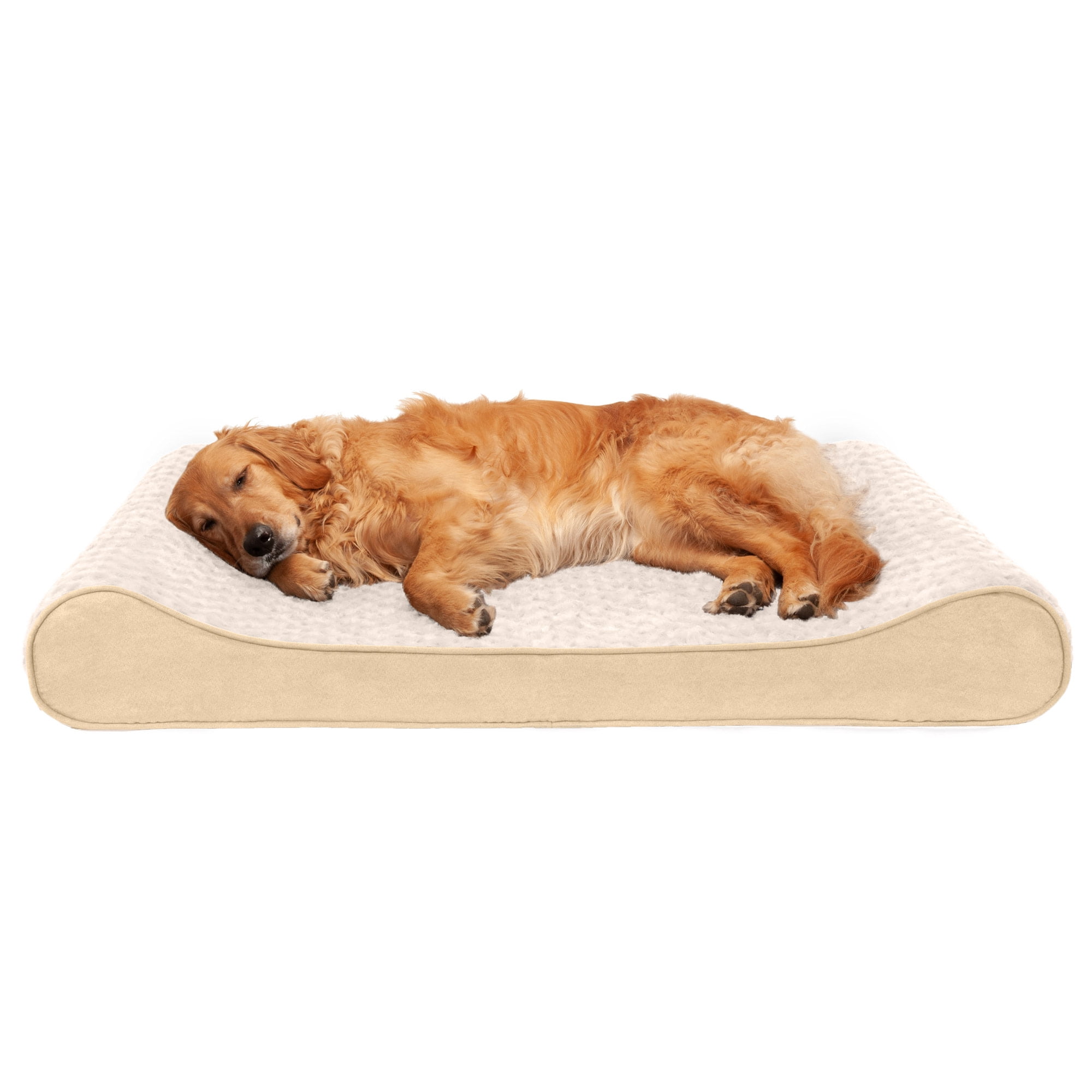 FurHaven Ultra Plush & Suede Gel-Top Luxe Lounger, Cream, Jumbo, 1 Count