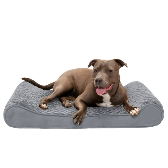 FurHaven Pet Dog Bed | Cooling Gel Memory Foam Orthopedic Ultra Plush Luxe Lounger Pet Bed for Dogs & Cats, Gray, Large