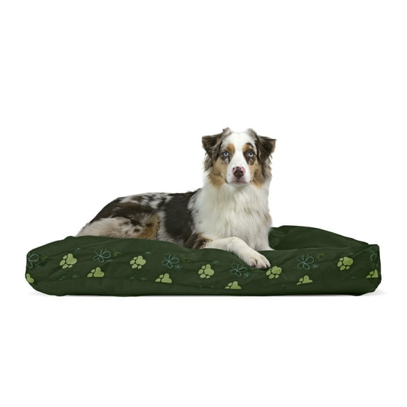 FurHaven Pet Dog Bed | Deluxe Indoor/Outdoor Garden Pillow Pet Bed for Dogs & Cats, Jungle Green, Large
