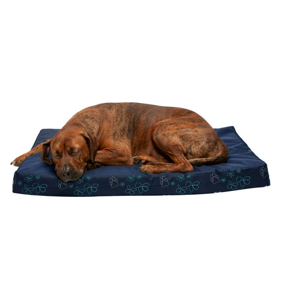 FurHaven Pet Dog Bed | Deluxe Memory Foam Indoor/Outdoor Garden Mattress Pet Bed for Dogs & Cats, Lapis Blue, Large