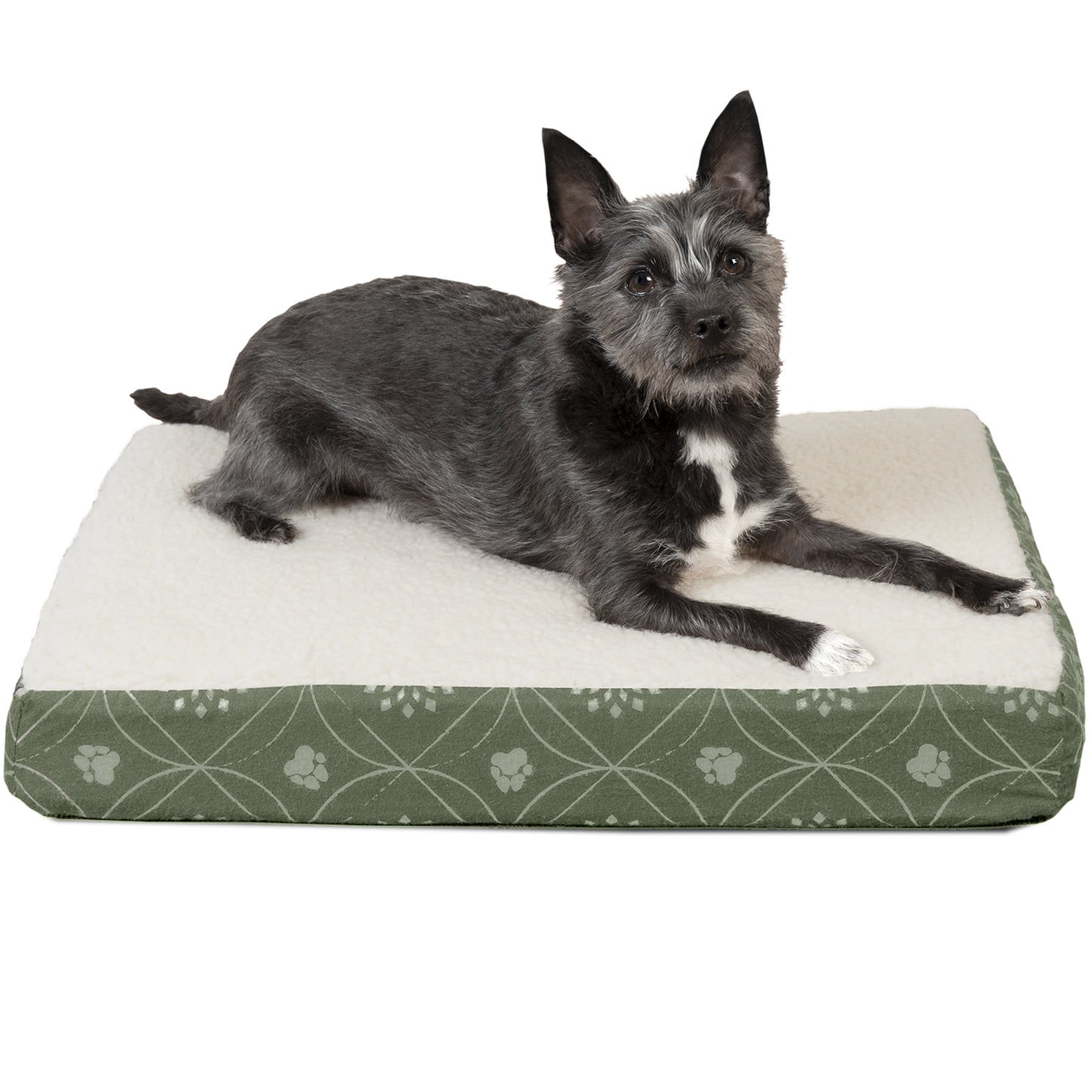 FurHaven Pet Dog Bed Deluxe Orthopedic Faux Sheepskin & Flannel Paw