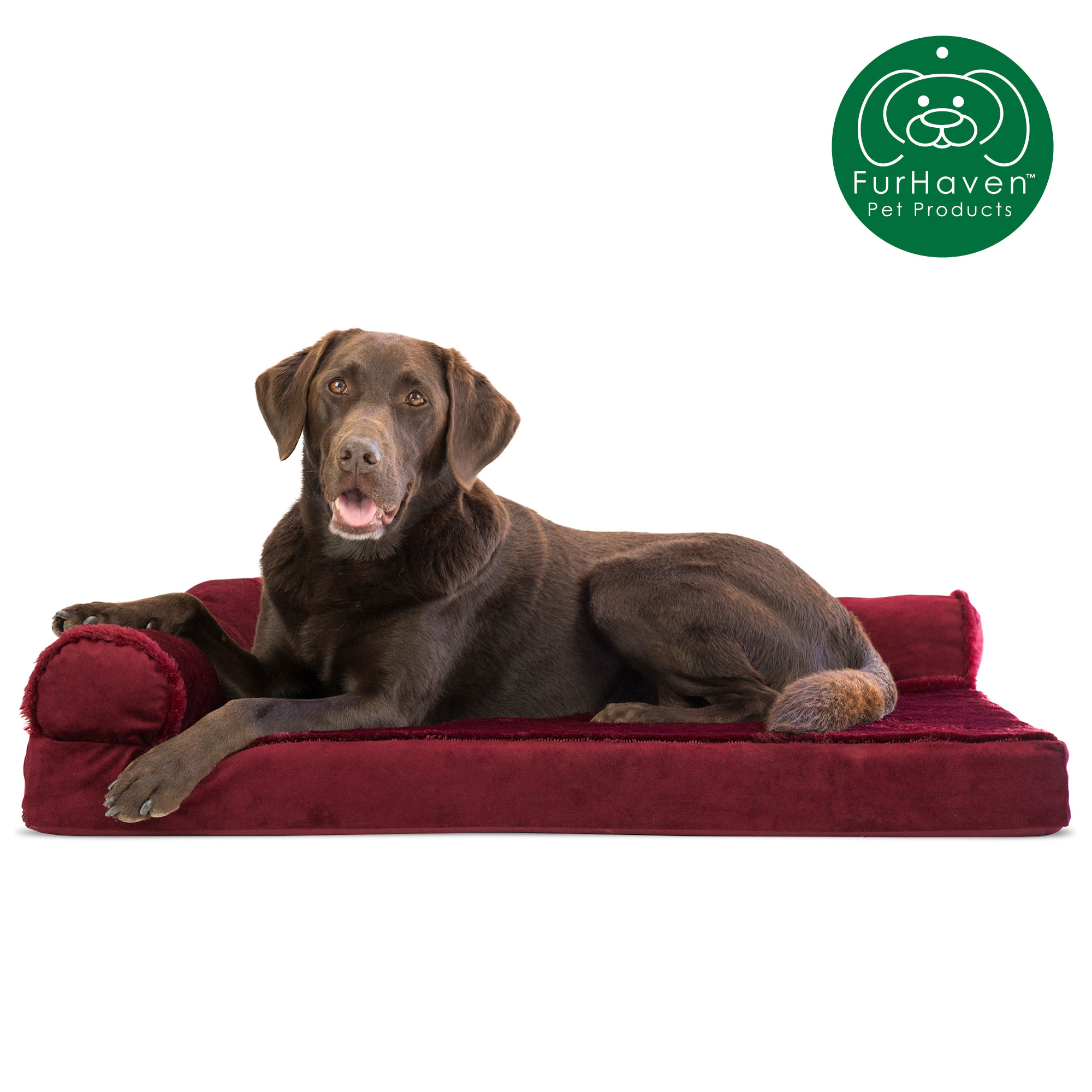 FurHaven Pet Dog Bed Deluxe Orthopedic Plush & Velvet LShaped Chaise Couch Pet Bed for Dogs