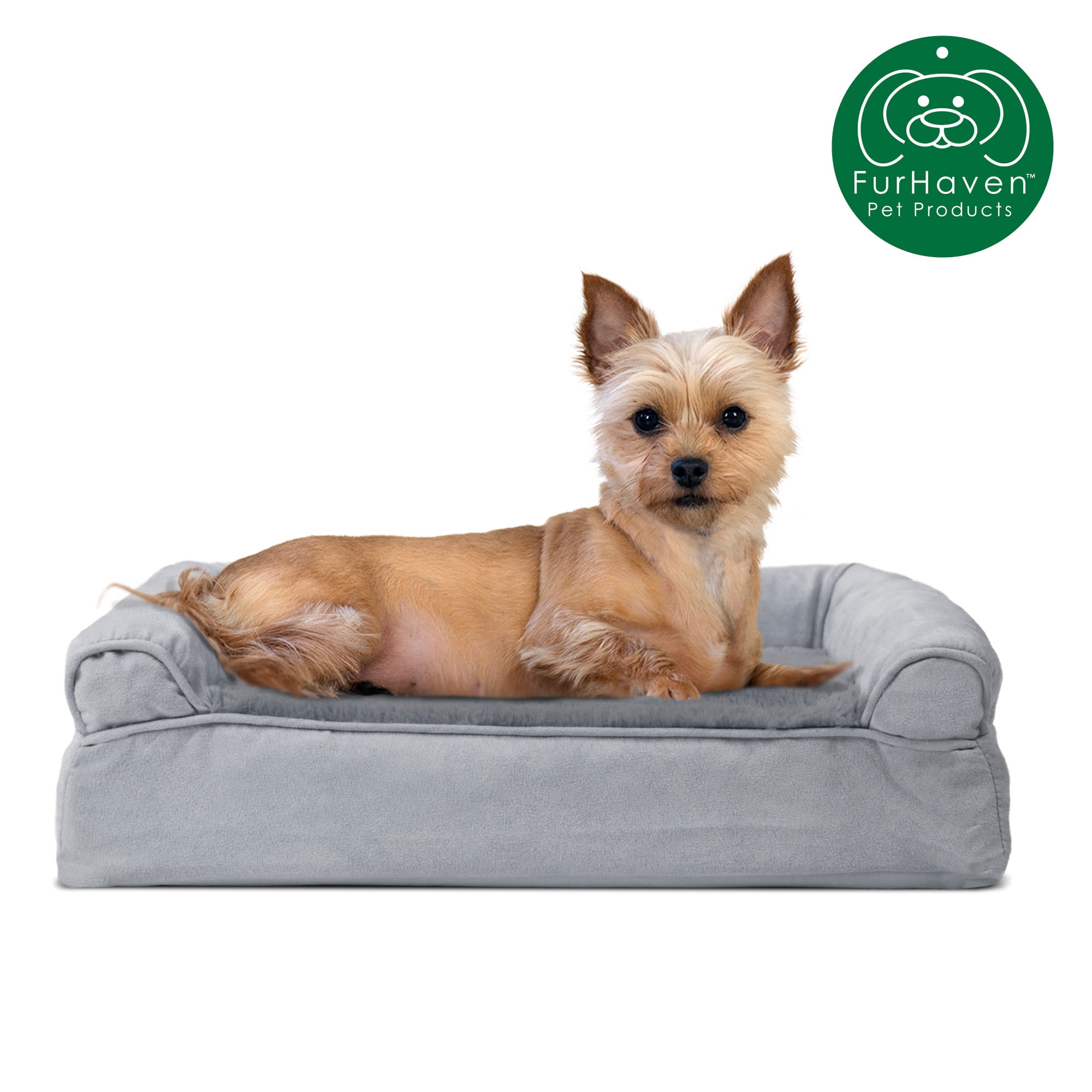 FurHaven Pet Dog Bed Memory Foam Plush & Suede Couch SofaStyle Pet