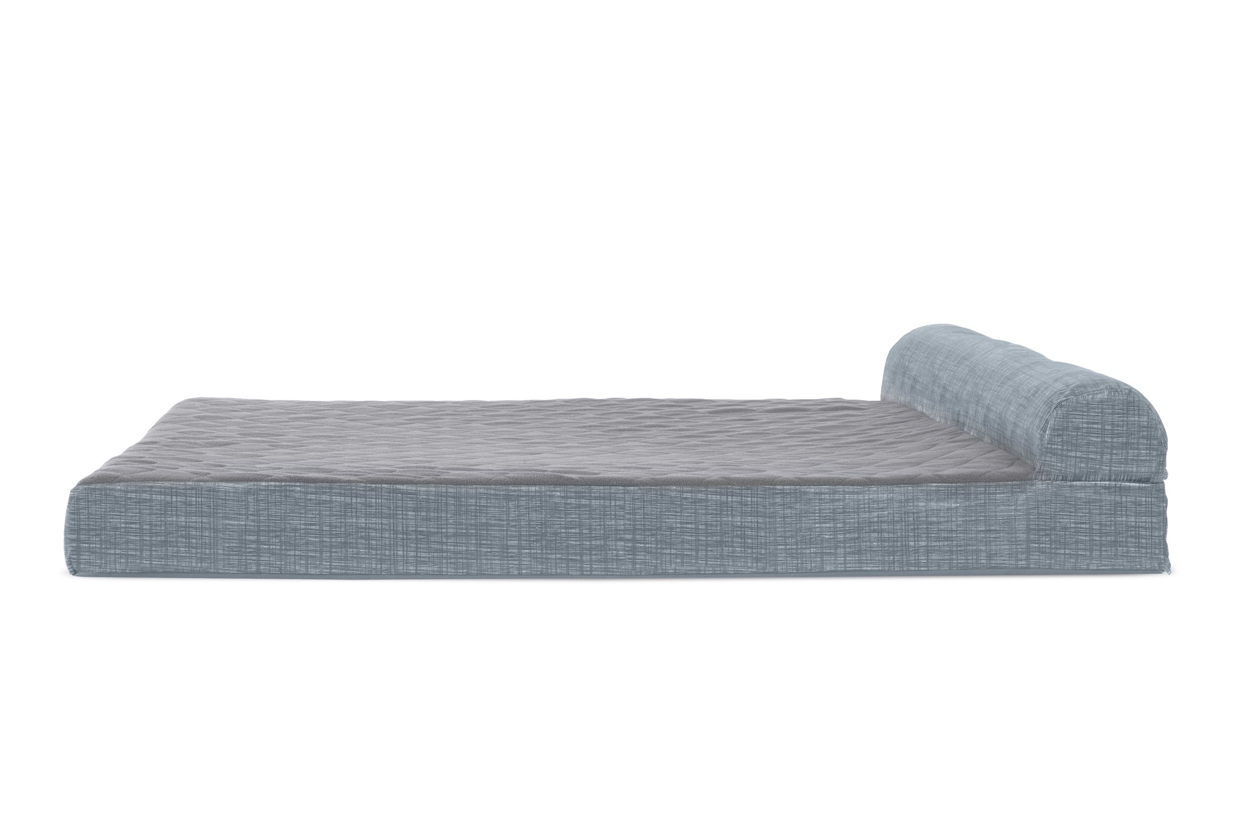 FurHaven Pet Dog Bed Memory Foam Suede Chaise Quilted Fleece Print Suede Lounge Pet Bed for Dogs Cats Titanium Jumbo Plus Walmart
