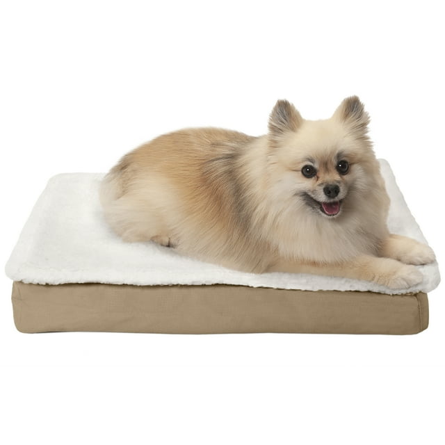 FurHaven Pet Dog Bed Orthopedic Convertible Pet Bed Mattress for Dogs & Cats, Sand, Small