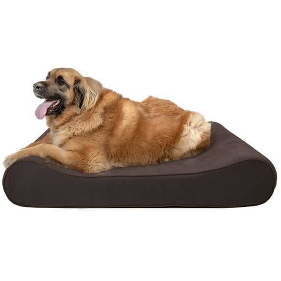 FurHaven Pet Dog Bed | Orthopedic Microvelvet Luxe Lounger Pet Bed for Dogs & Cats, Espresso, Jumbo Plus