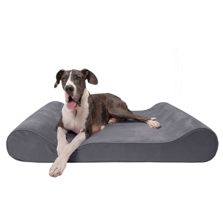 FurHaven Pet Dog Bed | Orthopedic Microvelvet Luxe Lounger Pet Bed for Dogs & Cats, Gray, Giant
