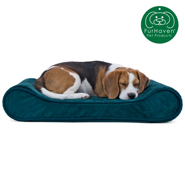 FurHaven Pet Dog Bed Orthopedic Minky Plush & Velvet Luxe Lounger Pet Bed for Dogs & Cats