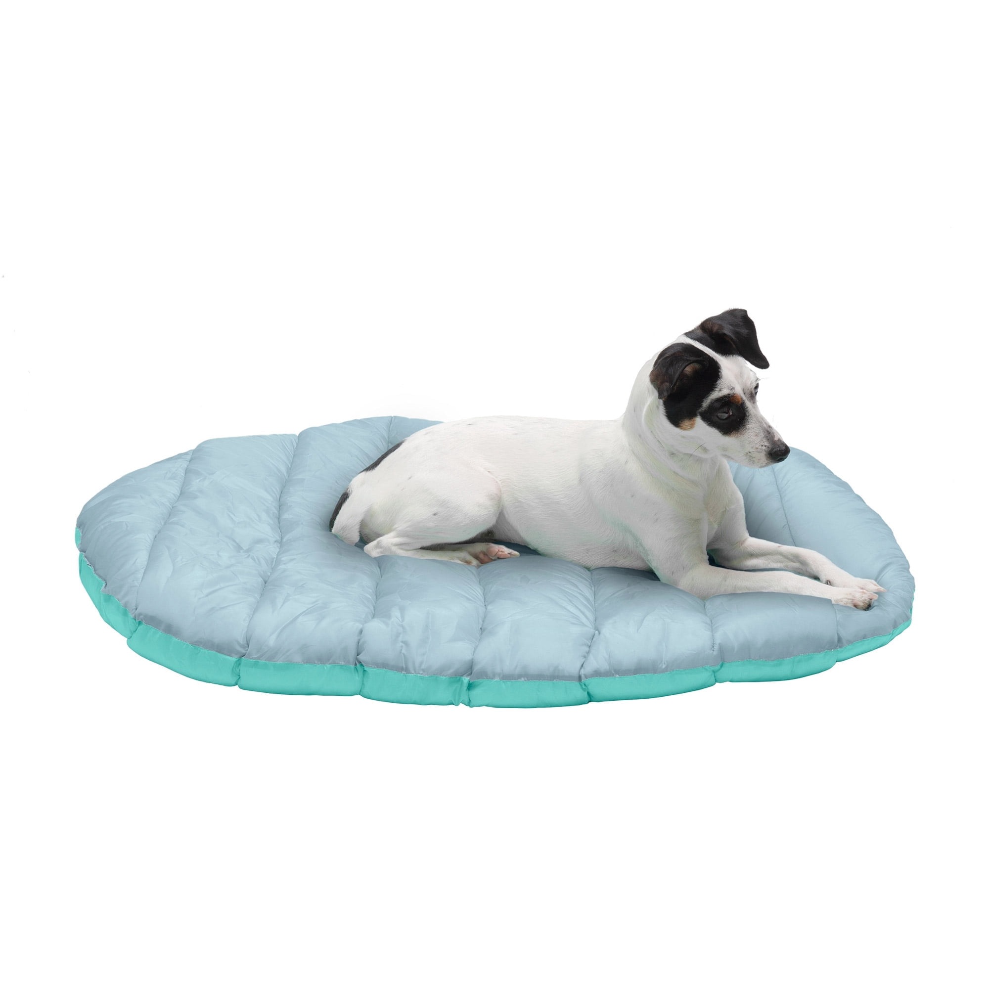 FurHaven Outdoor Travel Dog Bed for Small Dogs, Lightweight Trail Pup Travel Pillow Mat with Stuff Sack, Machine Washable & Foldable, Small, Aqua Granite Gray