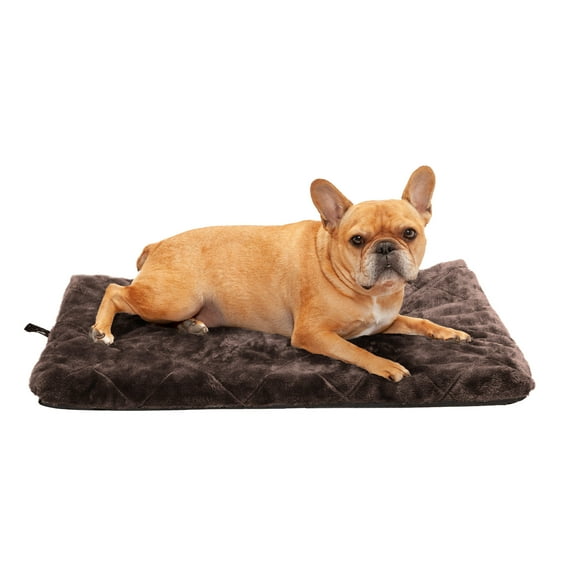 FurHaven Pet Kennel Pad | Orthopedic Faux Fur Pet Mattress for Crates & Kennels, Espresso, Medium
