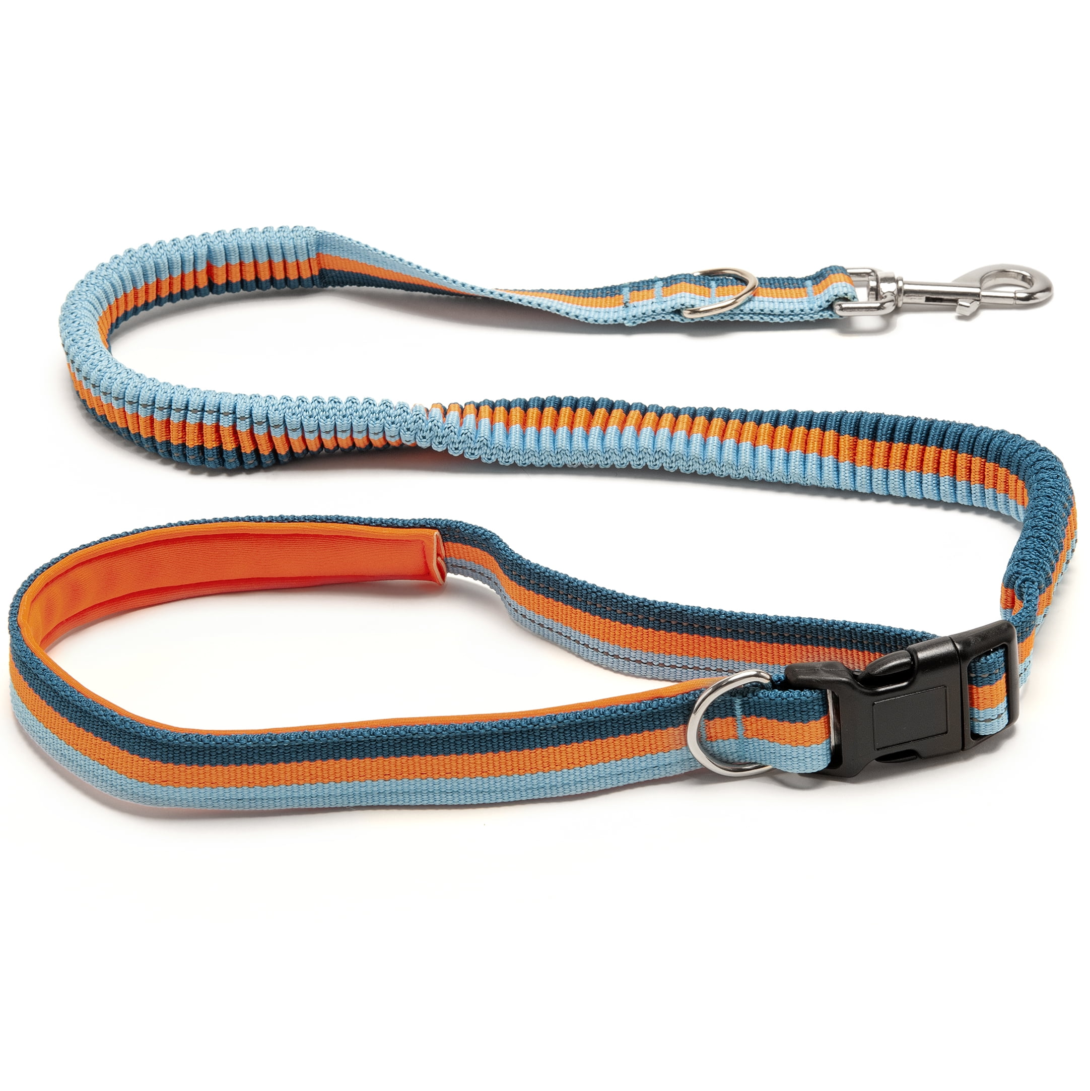 FurHaven Pet Leash | Easy-Tether Reflective Bungee Dog Leash, Classic Stripe