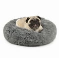 thumbnail image 1 of Furhaven 23" Round Calming Donut Dog Bed with Washable & Removable Cover & Bolster - Shaggy Plush Long Faux Fur Ball Bed - Gray, For Dogs Up to 20 lbs, Small, 1 of 13