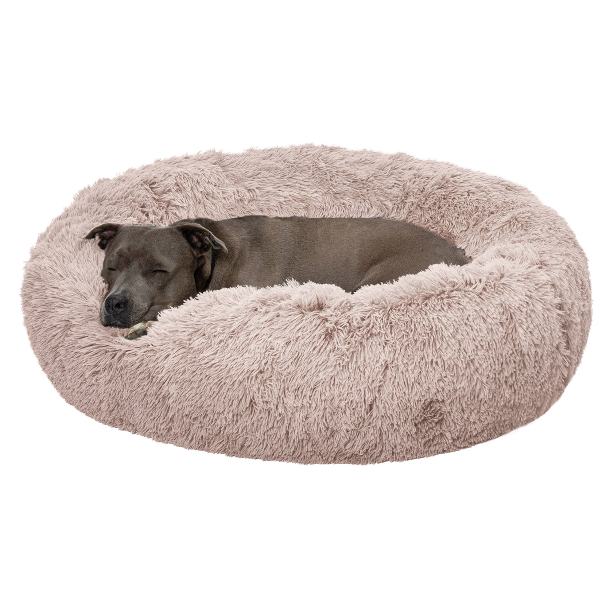 FurHavne Large Calming Cuddler Long Fur Donut Bed, 1 Count