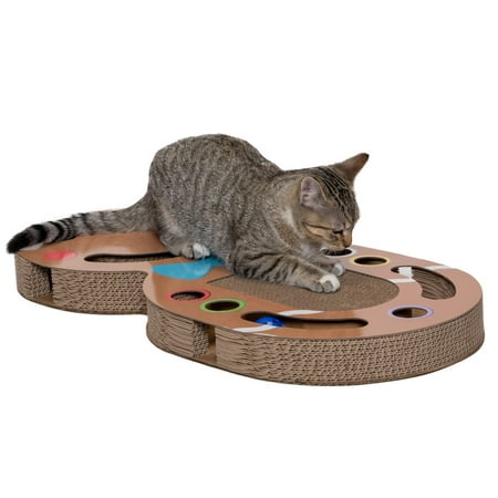 FurHaven Pet Products Cat Scratcher Gingerbread Man Corrugated Busy Box with Catnip