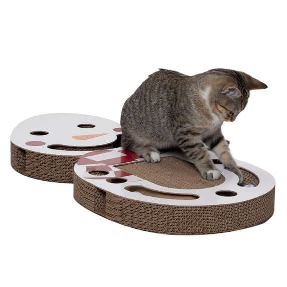 FurHaven Pet Products Cat Scratcher Snowman Corrugated Busy Box with Catnip