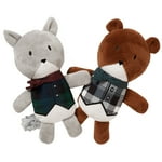 Furhaven 2-Pack Squeaky Plush Dog Toys for Small/Medium Dogs, Washable w/ Ruff Stuff Reinforcement - Dapper Dandies Woodland Collection - Bear/Squirrel, Set of 2
