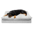 thumbnail image 1 of FurHaven Pet Products Embossed Faux Fur & Suede Orthopedic Pillow Top Mattress Pet Bed for Dogs & Cats - Gray, Jumbo, 1 of 12