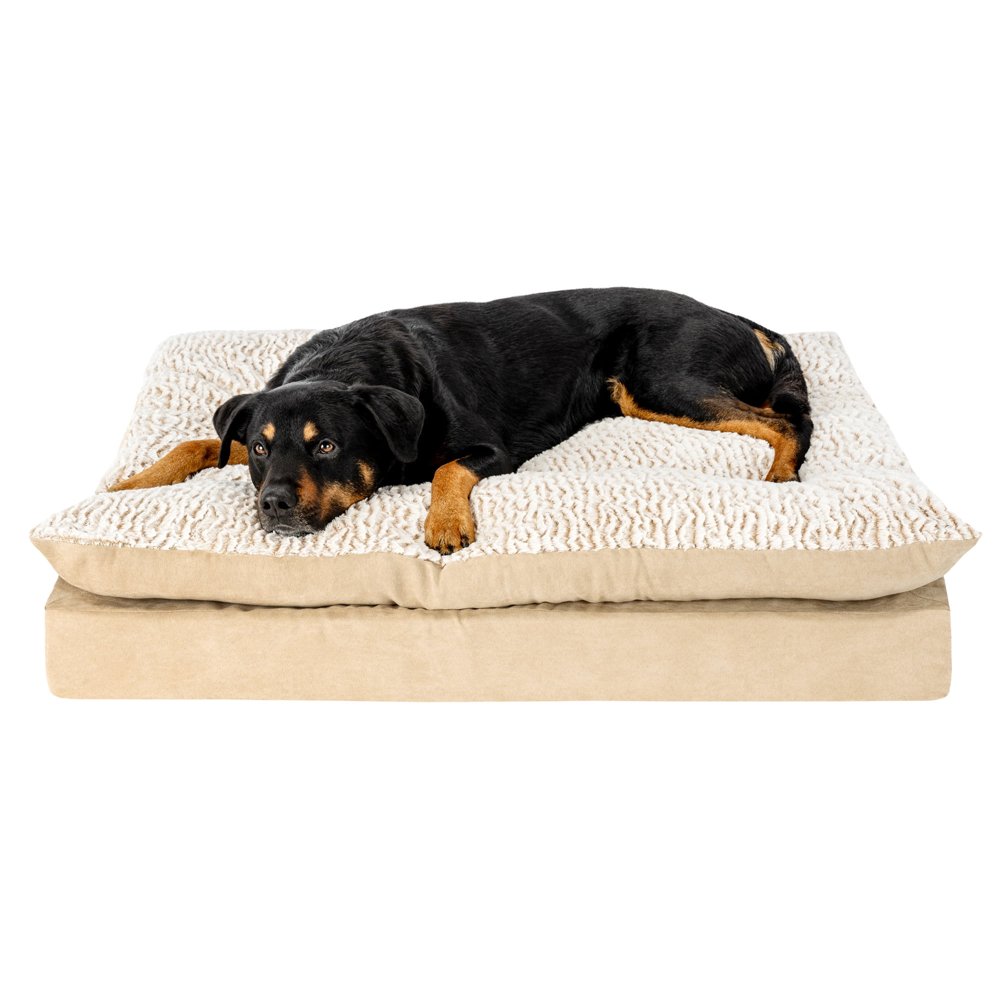 FurHaven Pet Products Embossed Faux Fur & Suede Orthopedic Pillow