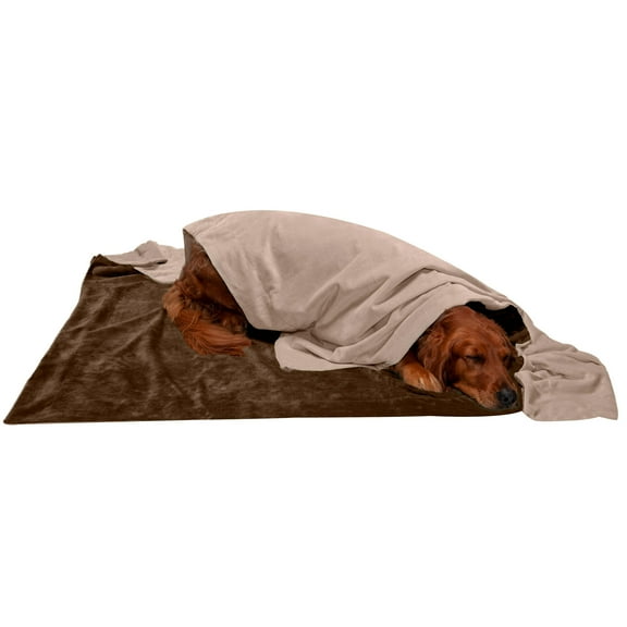 FurHaven Pet Products Extra Large Waterproof Velvet Pet Blanket for Dogs & Cats, Brownstone