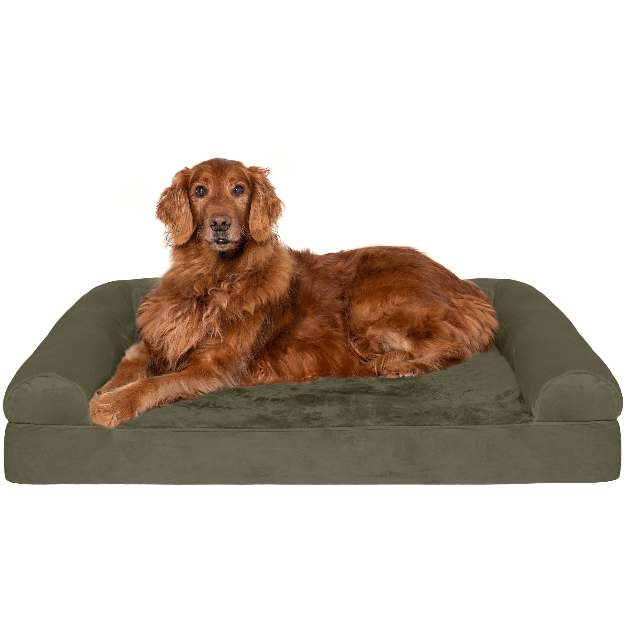 Jumbo Dark Sage Faux Fur Orthopedic Sofa Pet Bed