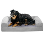 FurHaven Pet Products Faux Fur & Velvet Orthopedic Sofa Pet Bed for Dogs & Cats - Smoke Gray, Medium