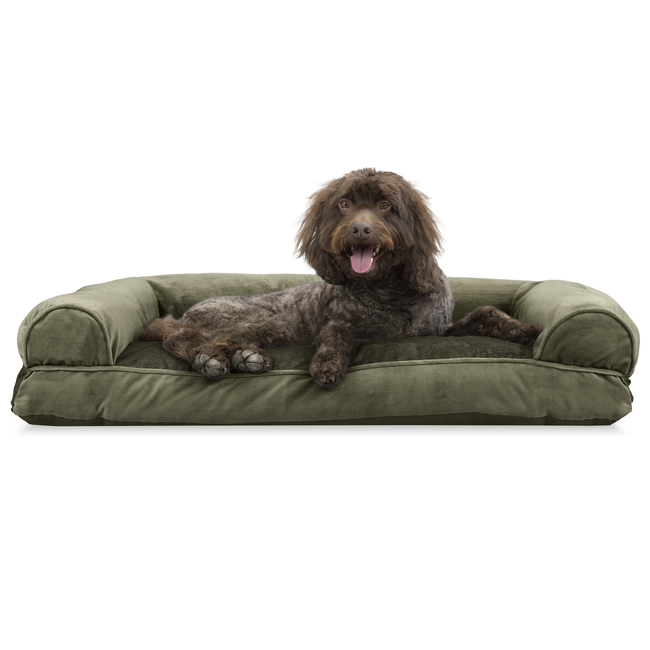 FurHaven Pet Products Faux Fur & Velvet Pillow Sofa Pet Bed for Dogs