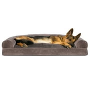FurHaven Pet Products Faux Fur & Velvet Pillow Sofa Pet Bed for Dogs & Cats - Driftwood Brown, Jumbo