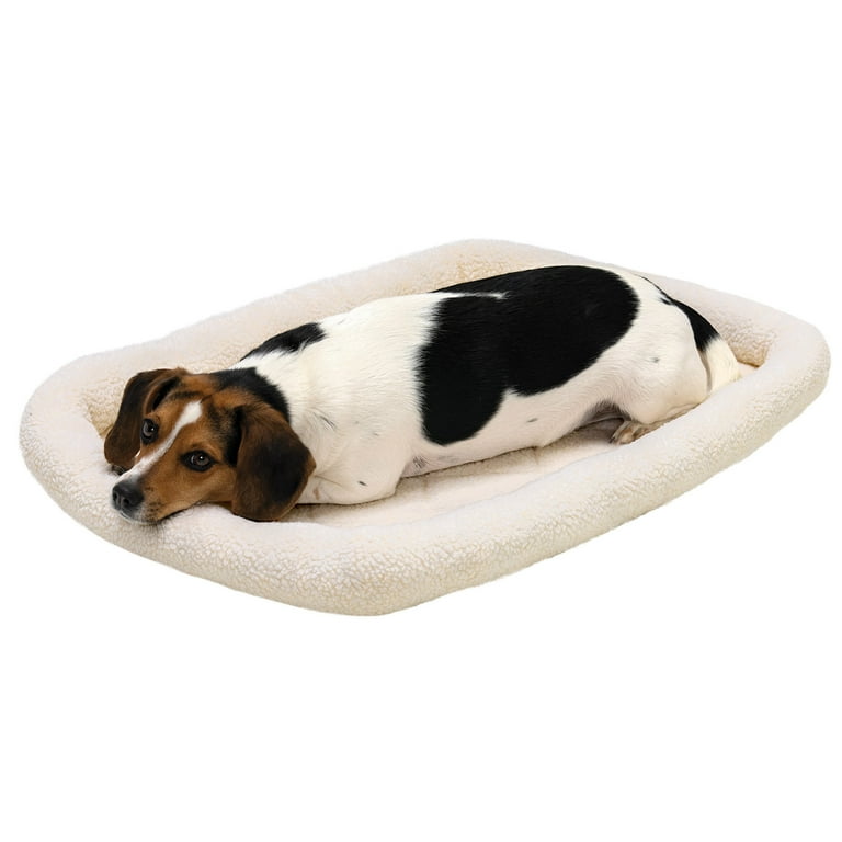 FurHaven Pet Products Faux Lambswool Bolster Crate Pet Bed Cream Medium Walmart