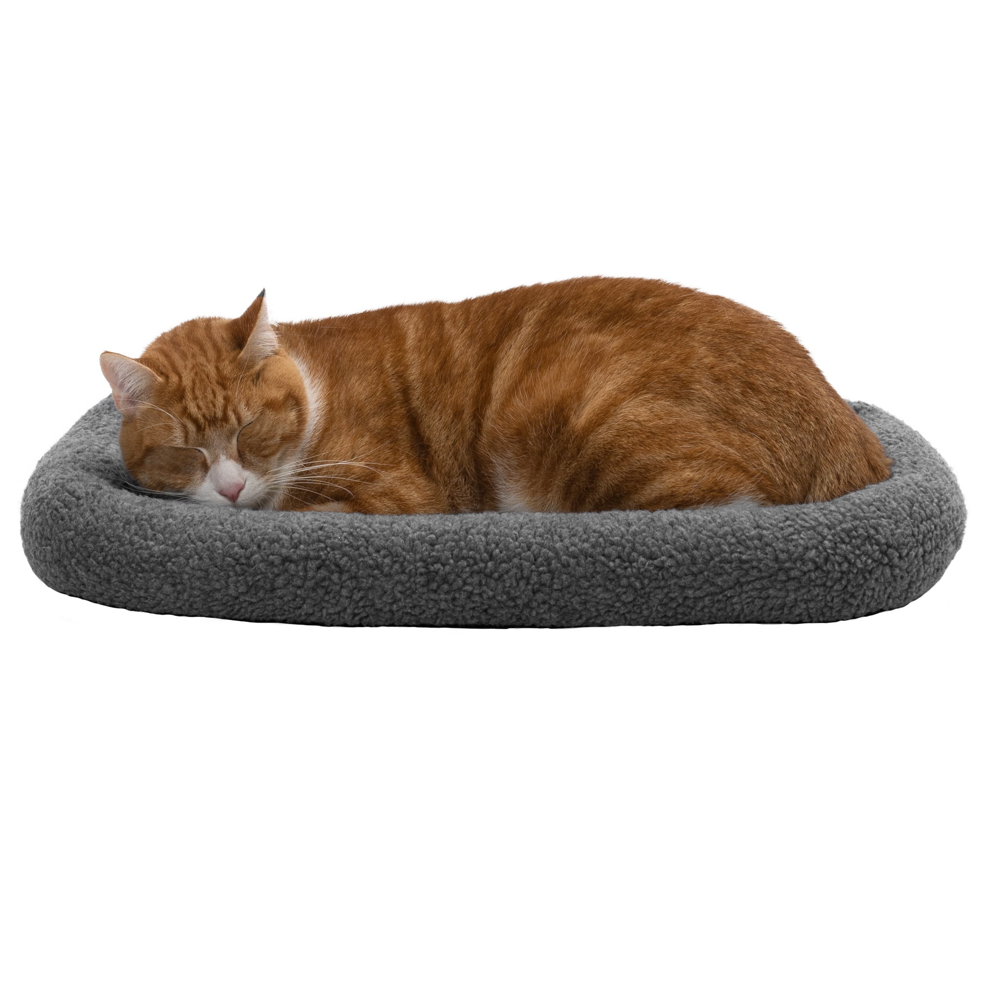 Extra Small Gray Sherpa Fleece Bolster Crate Bed