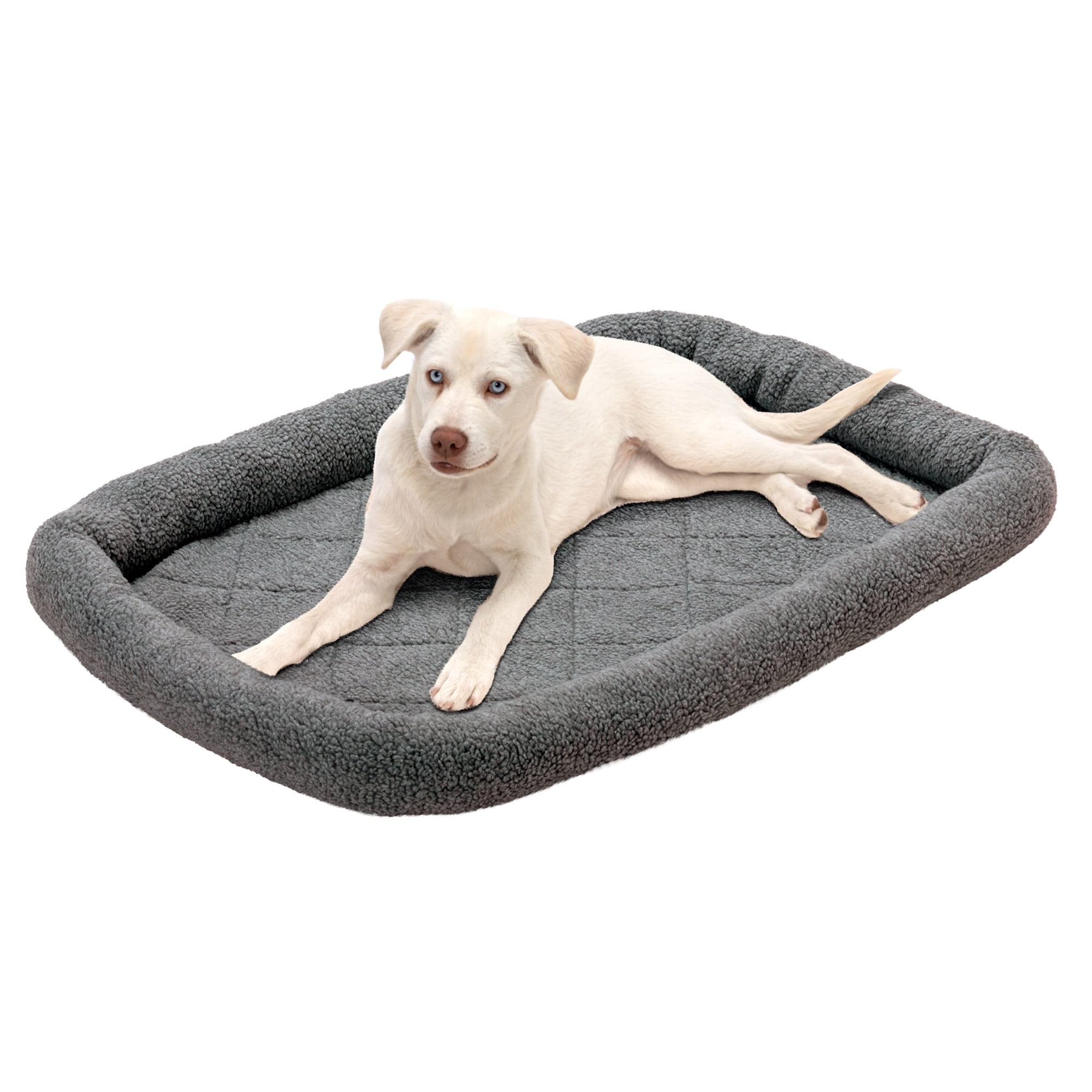 FurHaven Faux Lambswool Crate Bolster, Gray, Large, 1 Count