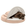 thumbnail image 1 of FurHaven Pet Products Faux Sheepskin Cooling Gel Top Snuggery Burrow Pet Bed for Dogs & Cats - Cream, 35" Base, 1 of 12