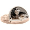 thumbnail image 1 of FurHaven Pet Products Faux Sheepskin Memory Top Snuggery Burrow Pet Bed for Dogs & Cats - Cream, 44" Base, 1 of 13